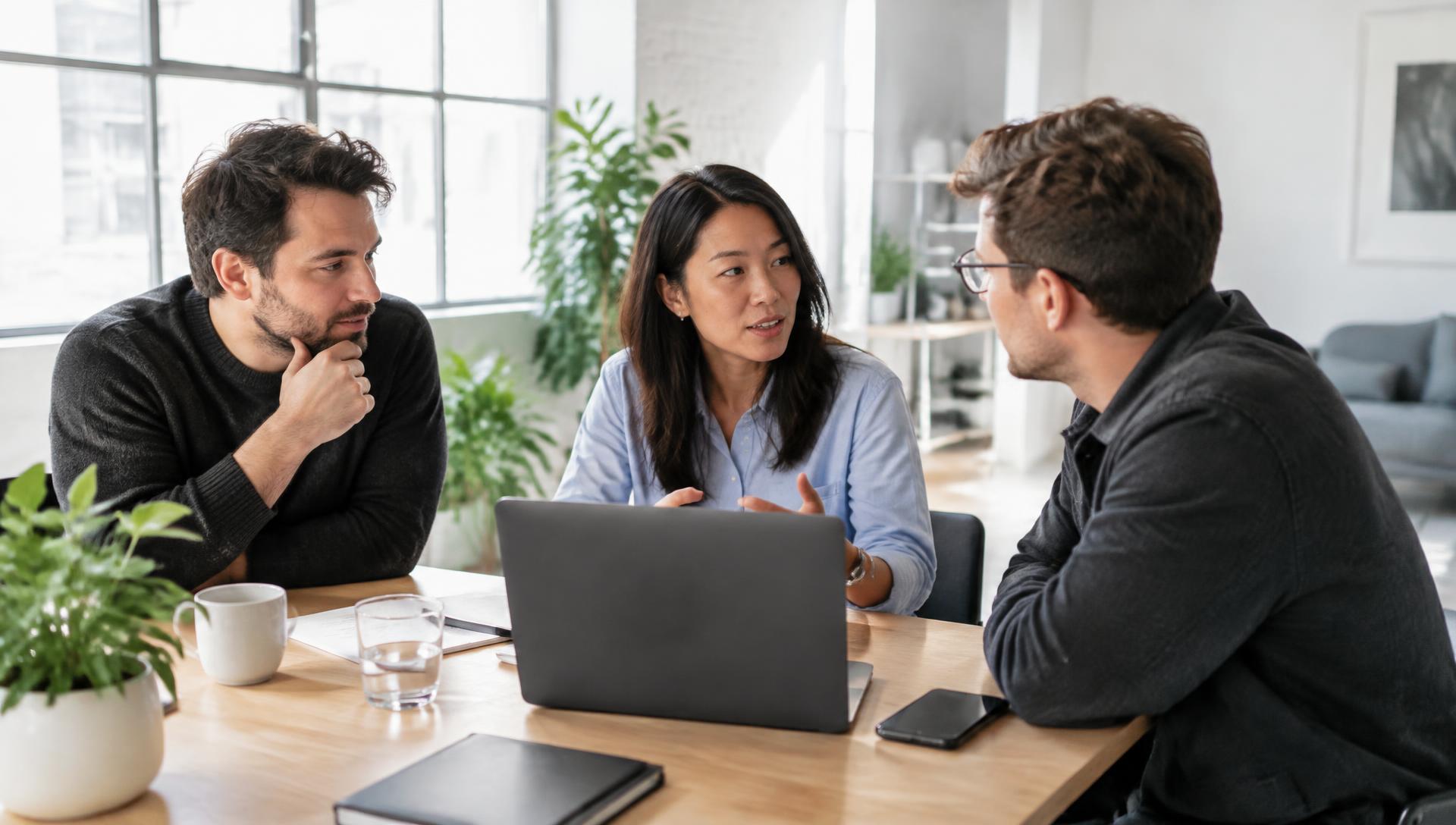 A founder-led team discussing its next hire together.